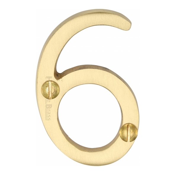 C1567 6/9-SB • 51mm • Satin Brass • Heritage Brass Face Fixing Numeral 6/9